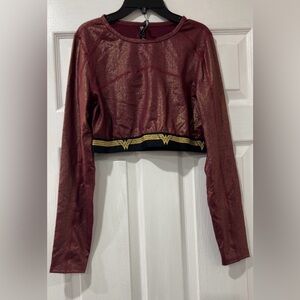Eleven by Venus Williams Metallic Red Long Sleeve Crop Top L NWT